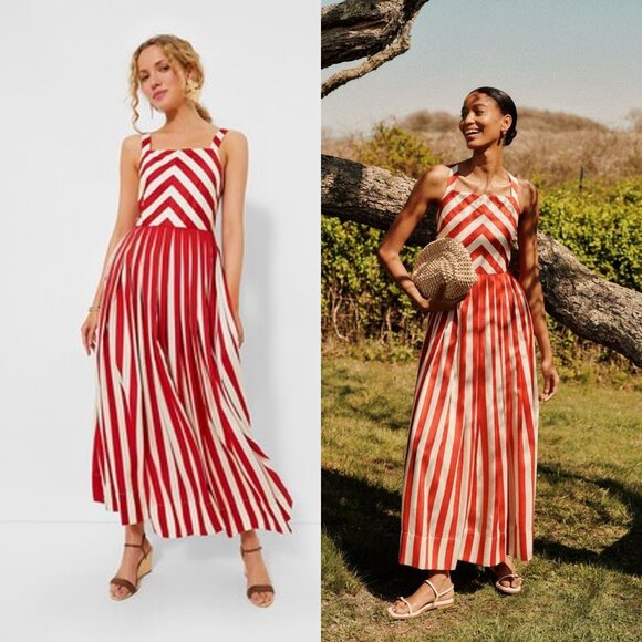 Tuckernuck Dresses & Skirts - Tuckernuck NEW Red Rogue Stripe Sleeveless Classic Modest Maxi Dress Size S